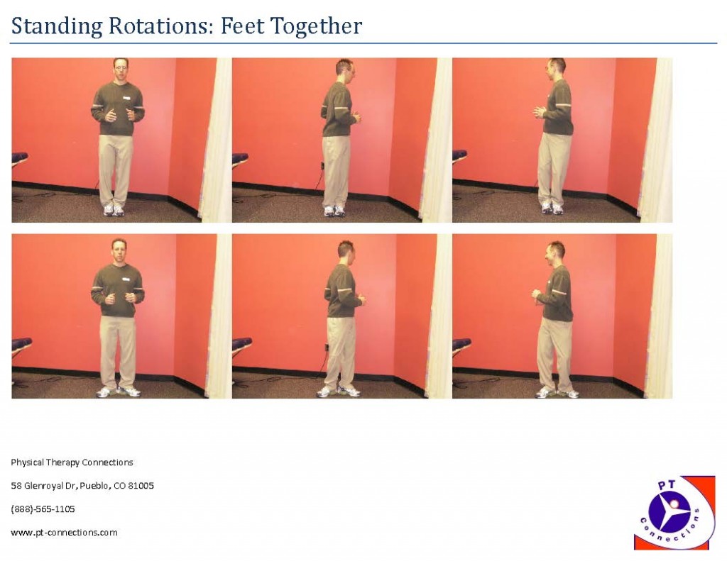Standing Rotations feet together Physical Therapy in Pueblo PT